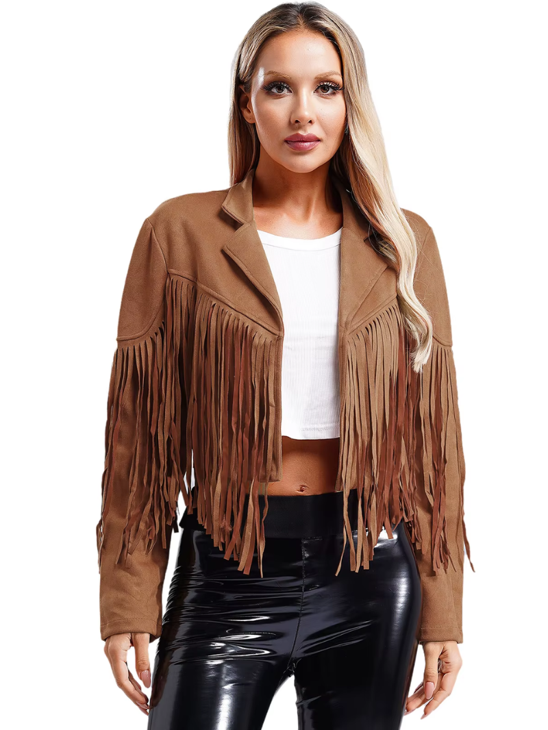 Suede Fringe Cropped Jacket