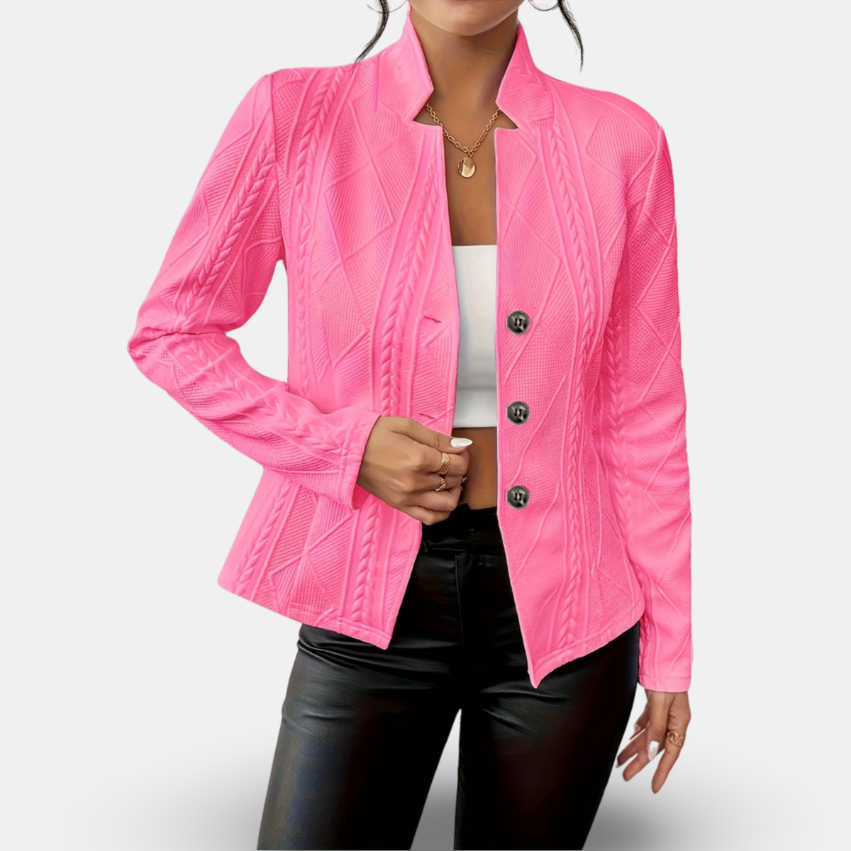 Tailored Button Front Blazer Jacket