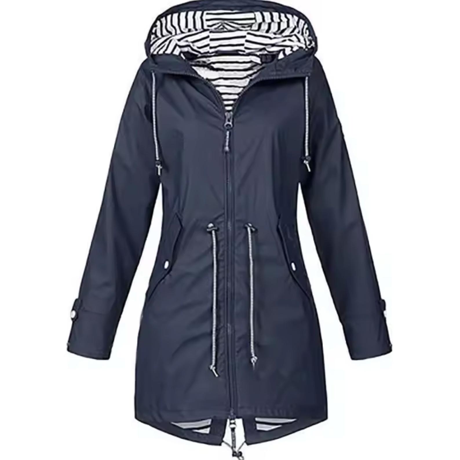 Hooded Drawstring Zip Jacket for Everyday Weather Protection