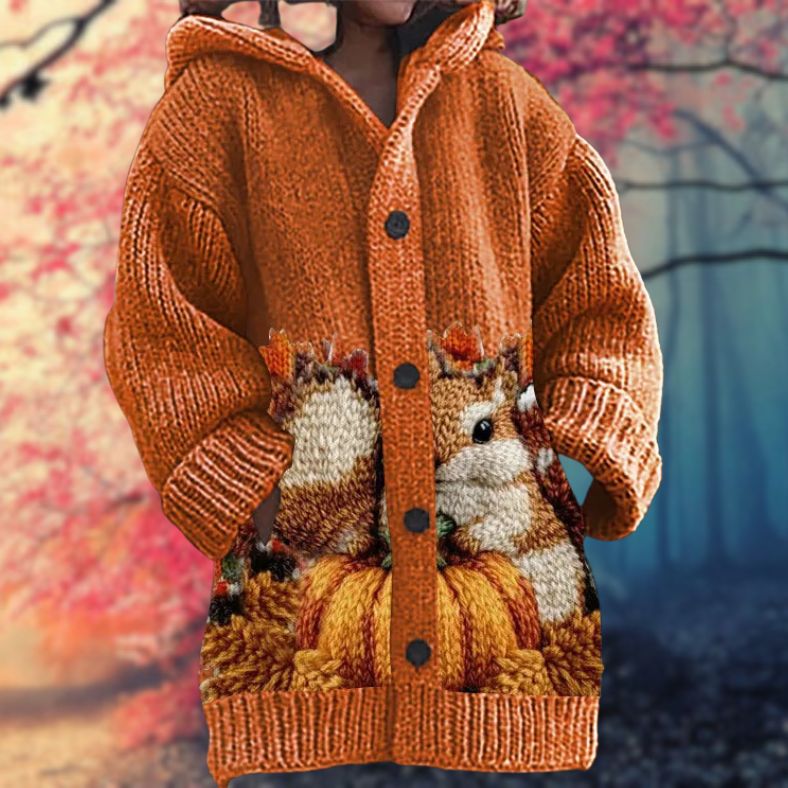 Hooded Pattern Knit Cardigan for Cozy Everyday Style