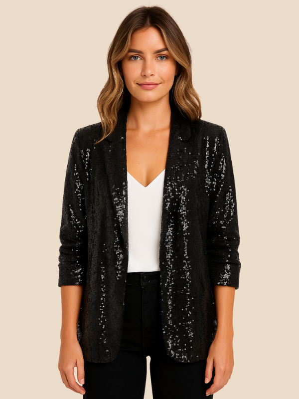 Sequin Open Front Blazer Jacket
