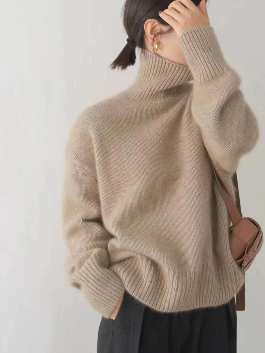 Soft Knit Turtleneck Sweater with Relaxed Silhouette