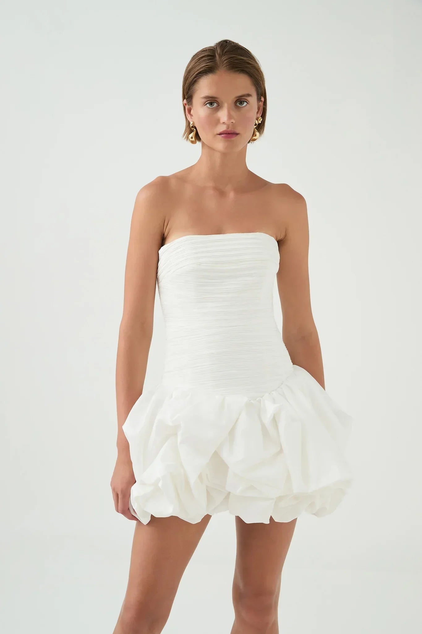 Strapless Bubble Hem Mini Dress