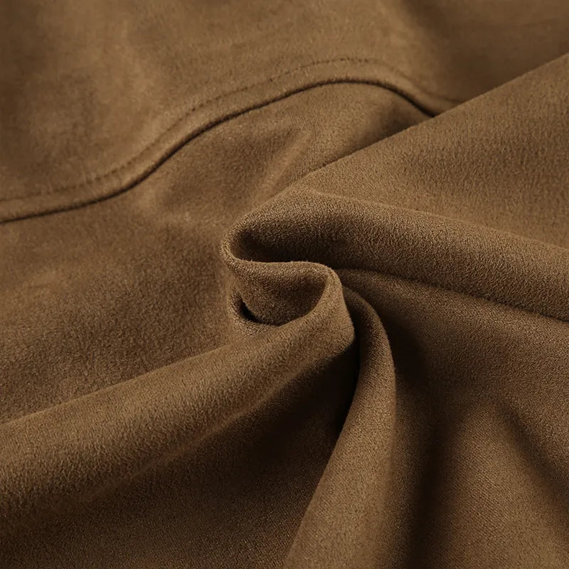 Suede Cropped Button Jacket for Women