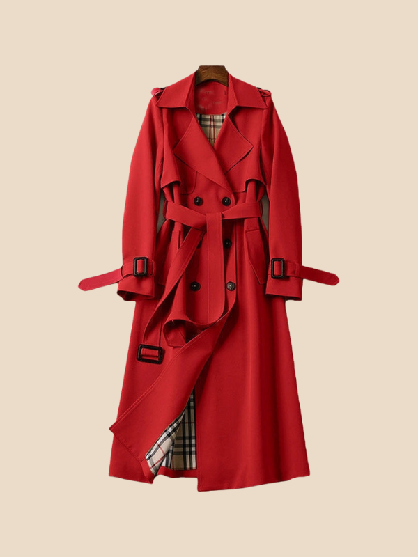 Classic Double-Breasted Belted Trench Coat for Women
