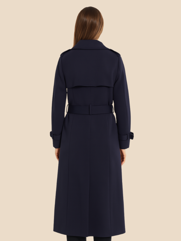 Classic Double-Breasted Belted Trench Coat for Women