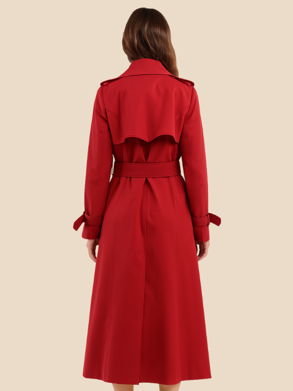 Classic Double-Breasted Belted Trench Coat for Women