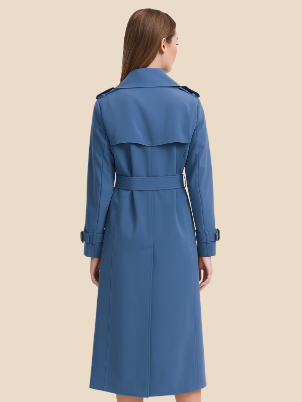 Classic Double-Breasted Belted Trench Coat for Women