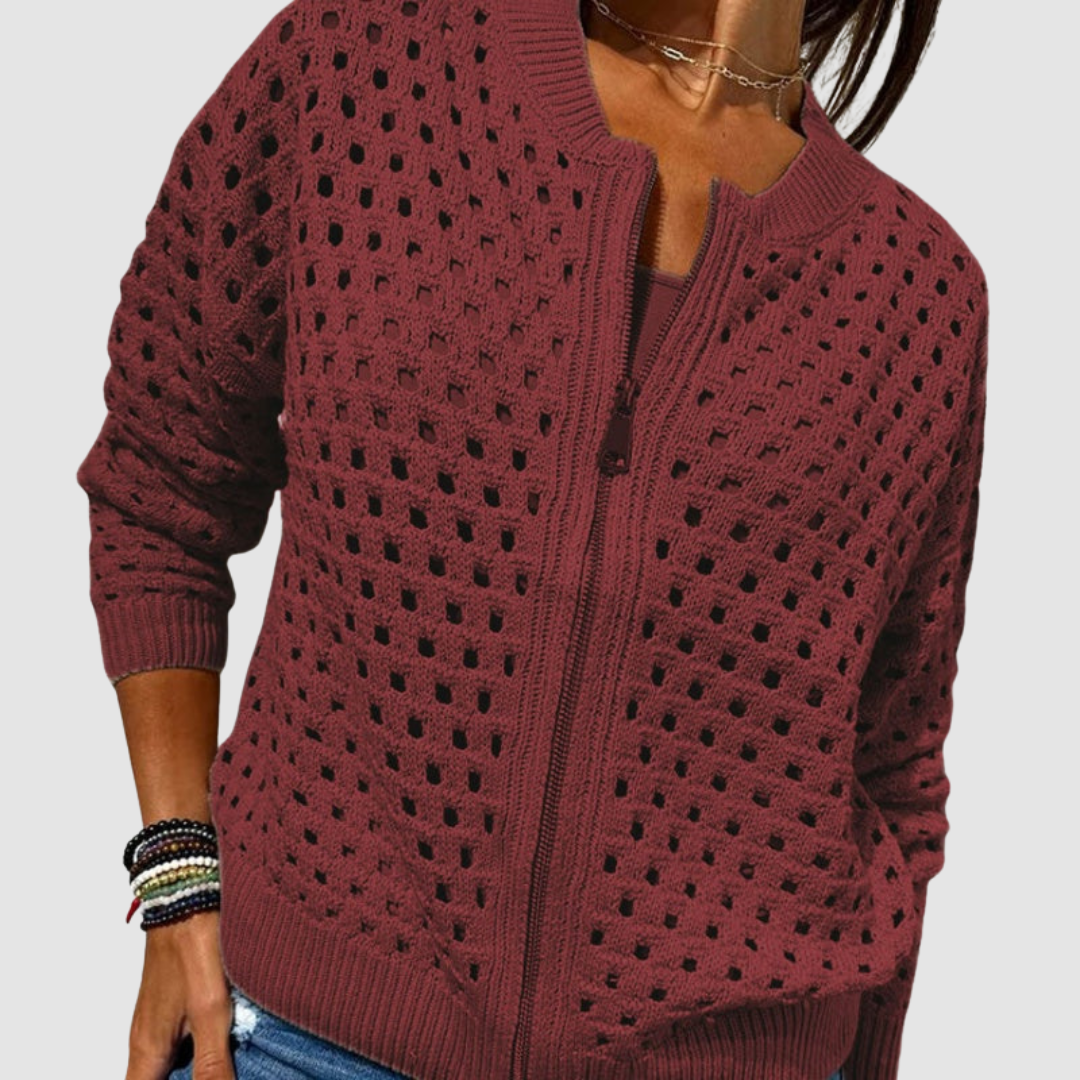 Zip Front Open Knit Cardigan for Lightweight Everyday Layering