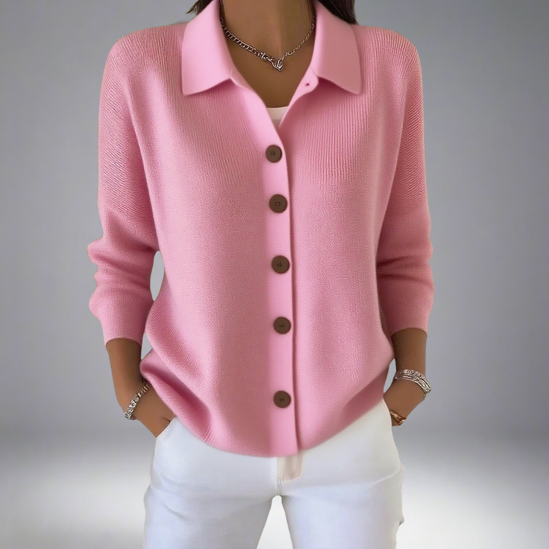 Button Front Collared Knit Cardigan for Polished Everyday Style