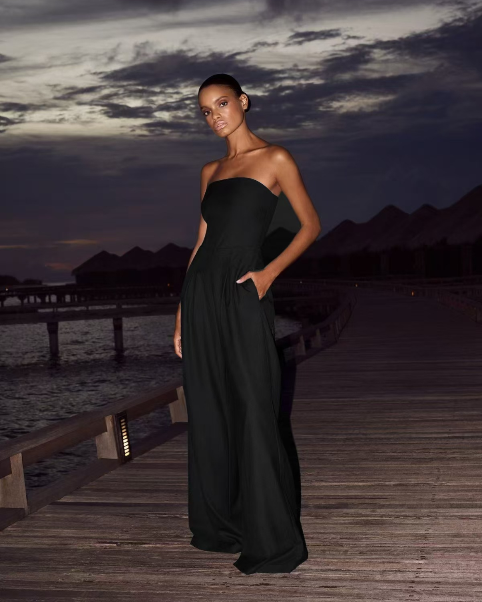 Strapless Wide-Leg Elegant Women’s Jumpsuit