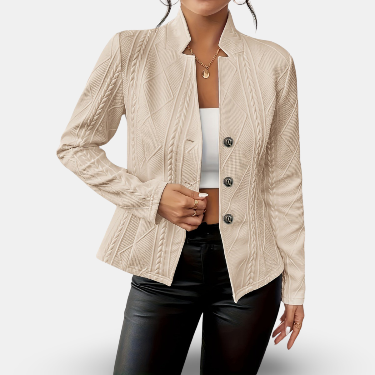 Tailored Button Front Blazer Jacket