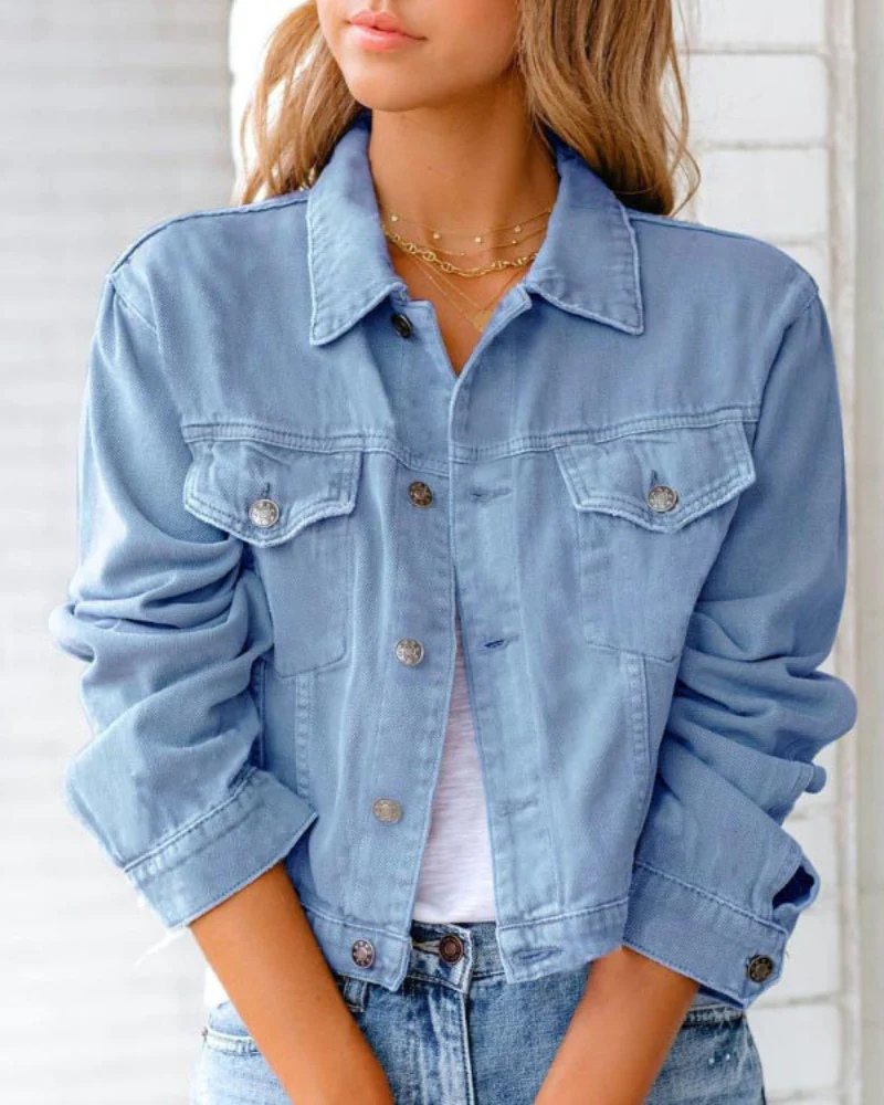 Women’s Casual Light-Wash Denim-Style Jacket