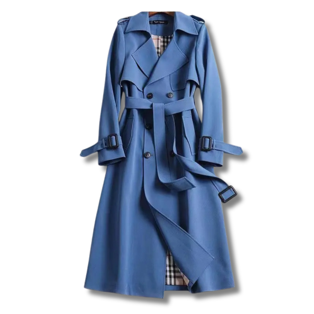 Women’s Long Double-Breasted Belted Trench Coat