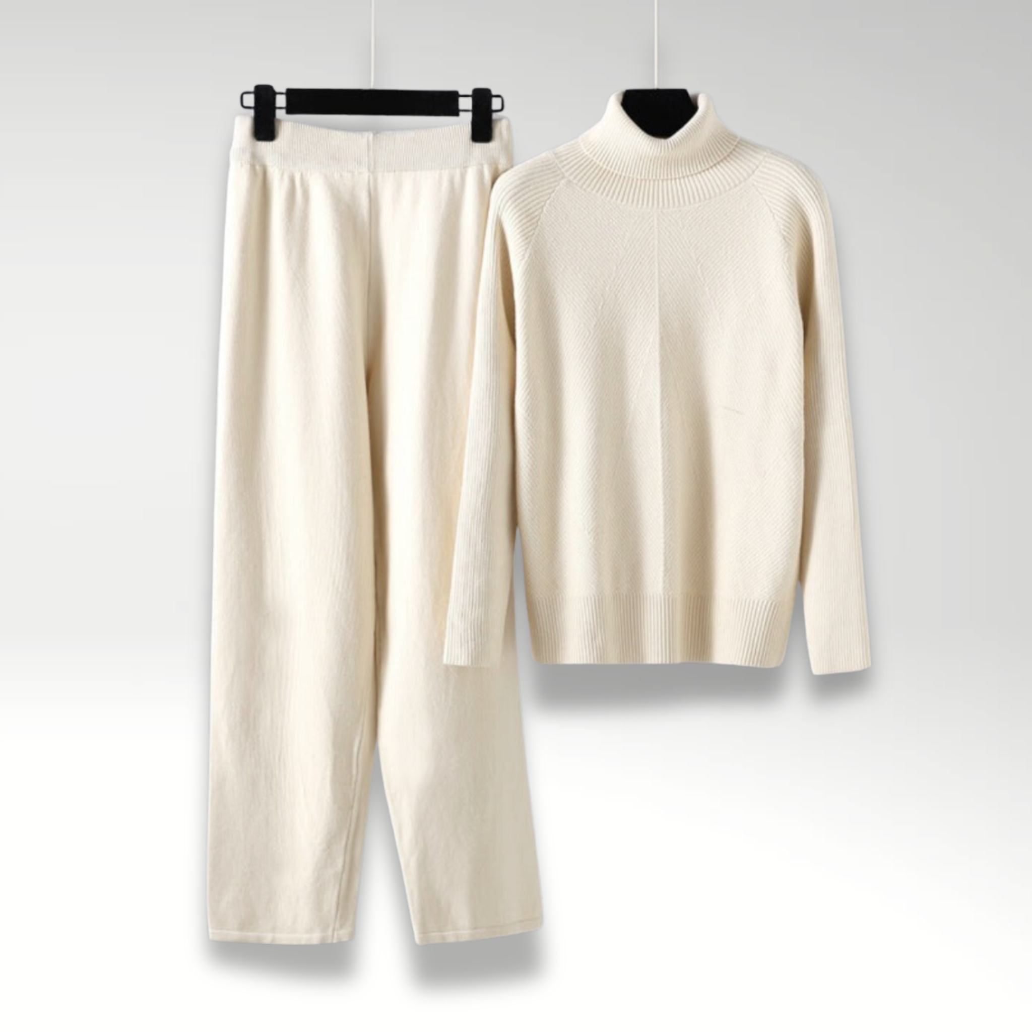 High Neck Knit Lounge Set with Relaxed Pants