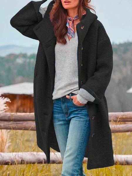 Women’s Cozy Sherpa Fleece Hooded Button-Up Coat