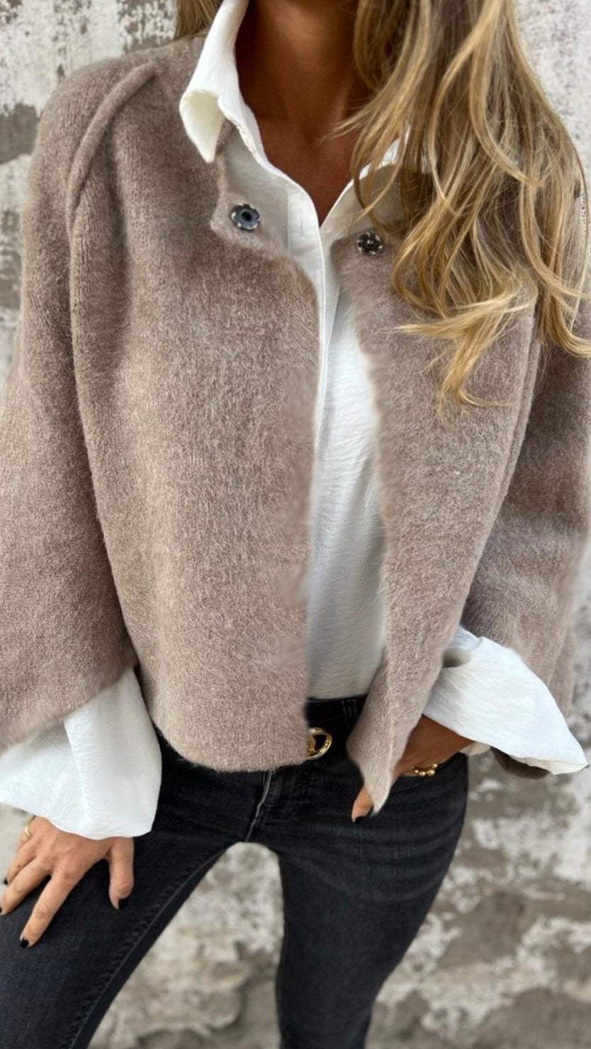 Soft Cropped Button Jacket for Chic Everyday Layering