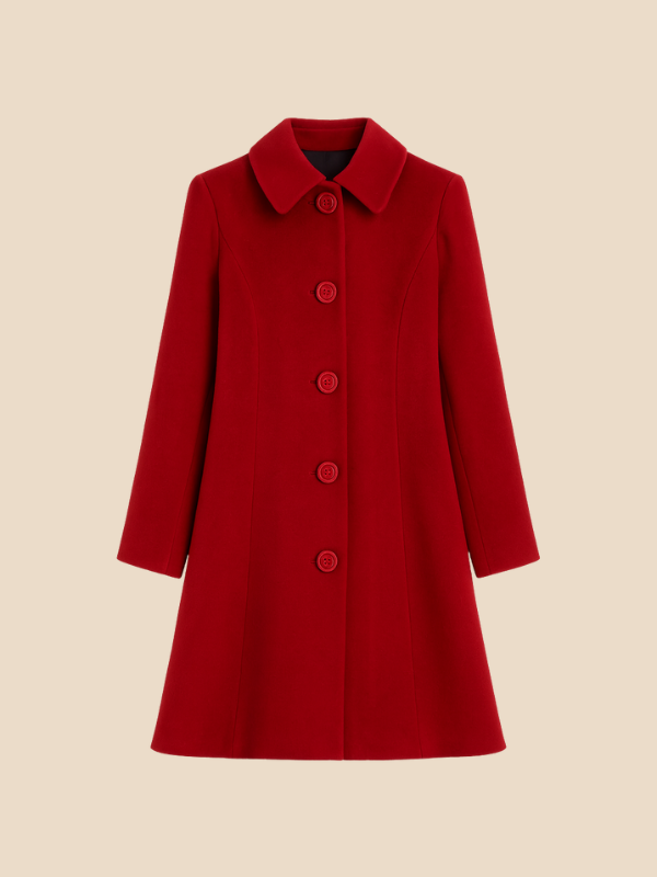 Elegant Long Wool Blend Coat for Women