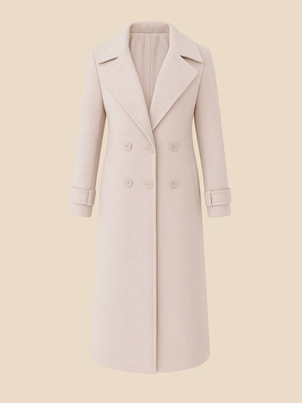 Women’s Long Double-Breasted Wool Blend Coat