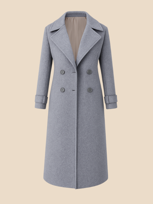 Women’s Long Double-Breasted Wool Blend Coat