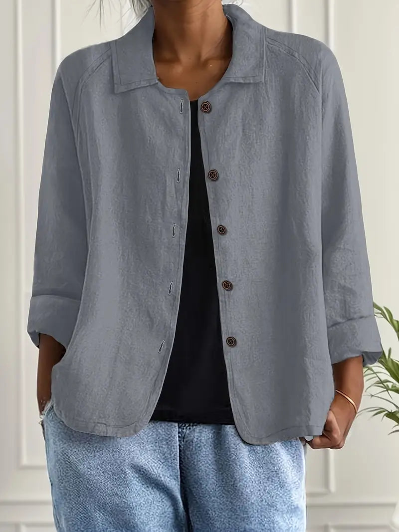 Lightweight Button Front Linen Style Shirt for Everyday Comfort