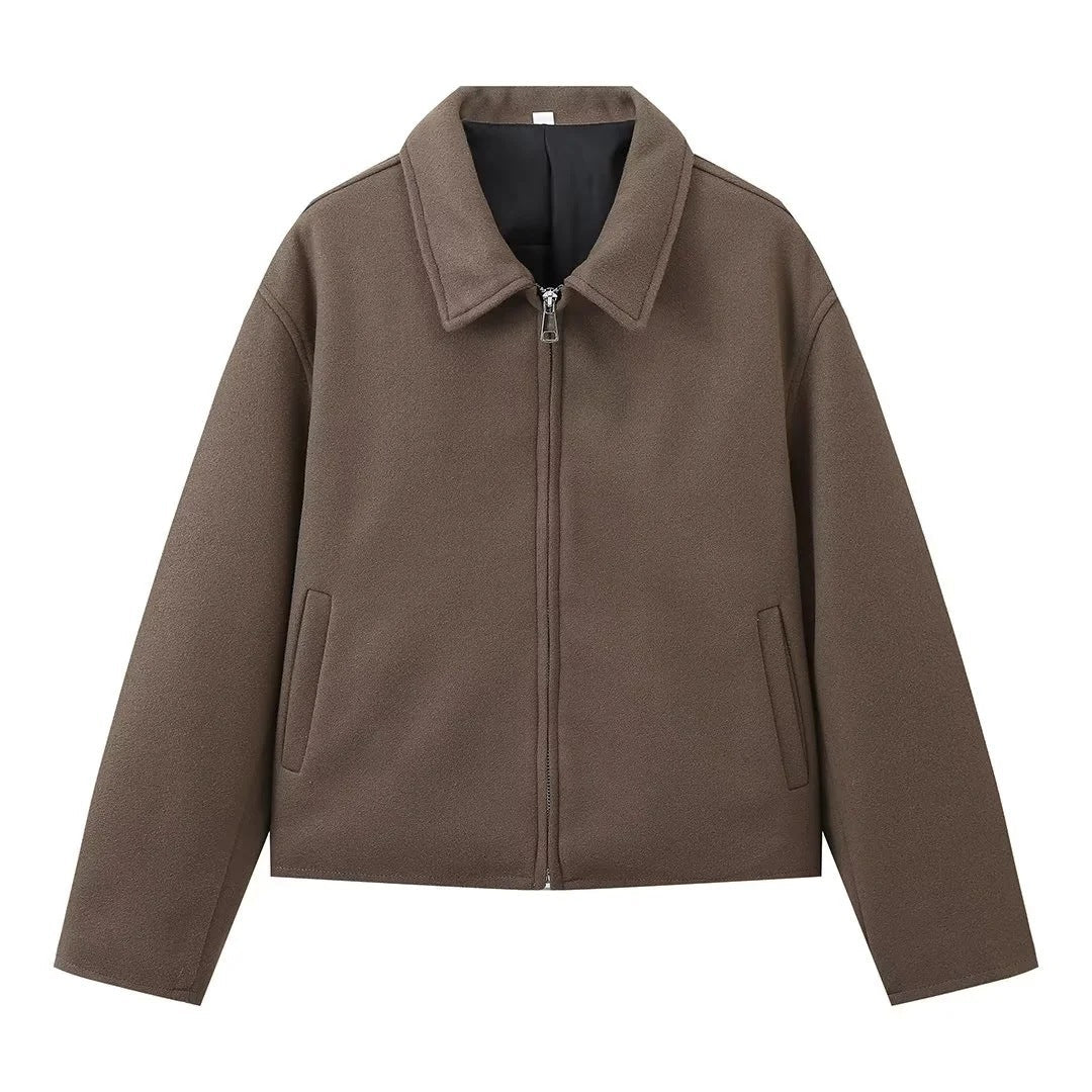 Wool Blend Cropped Jacket for Women