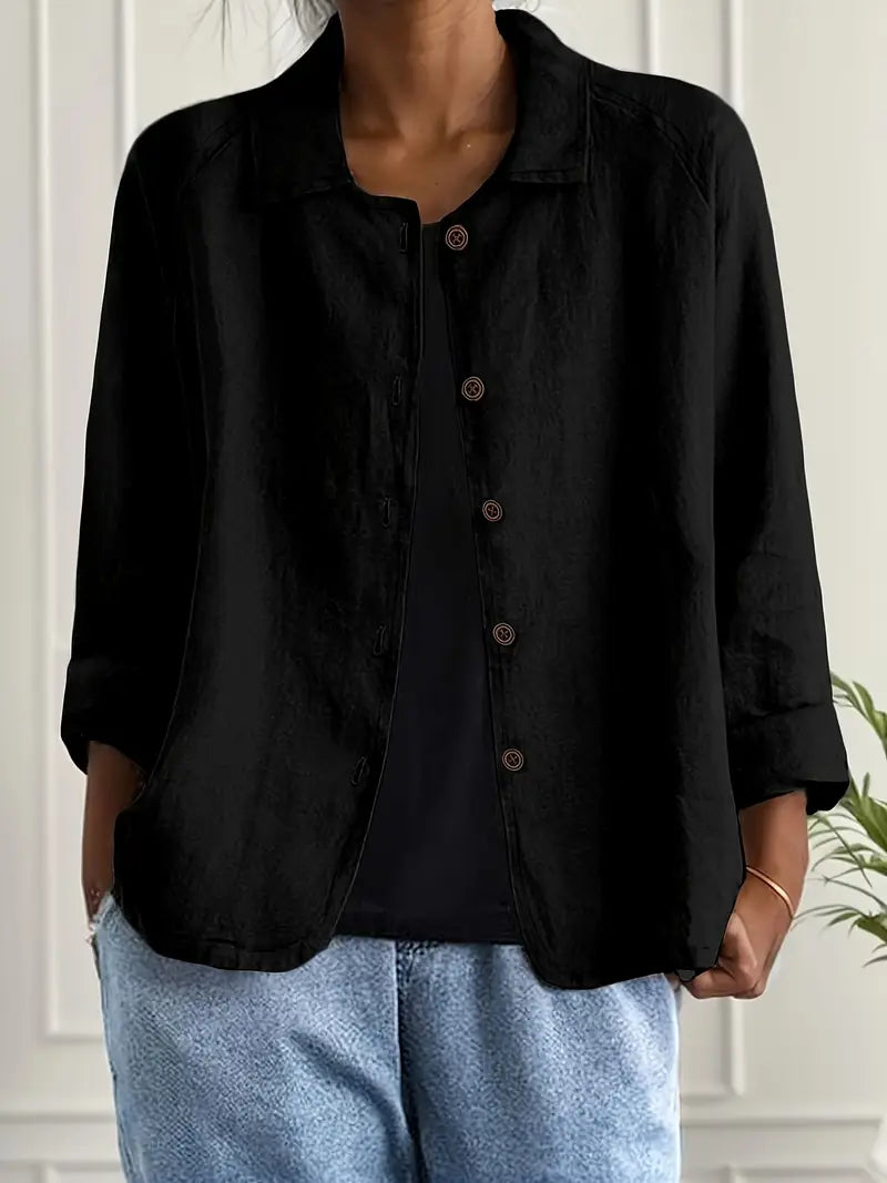 Lightweight Button Front Linen Style Shirt for Everyday Comfort