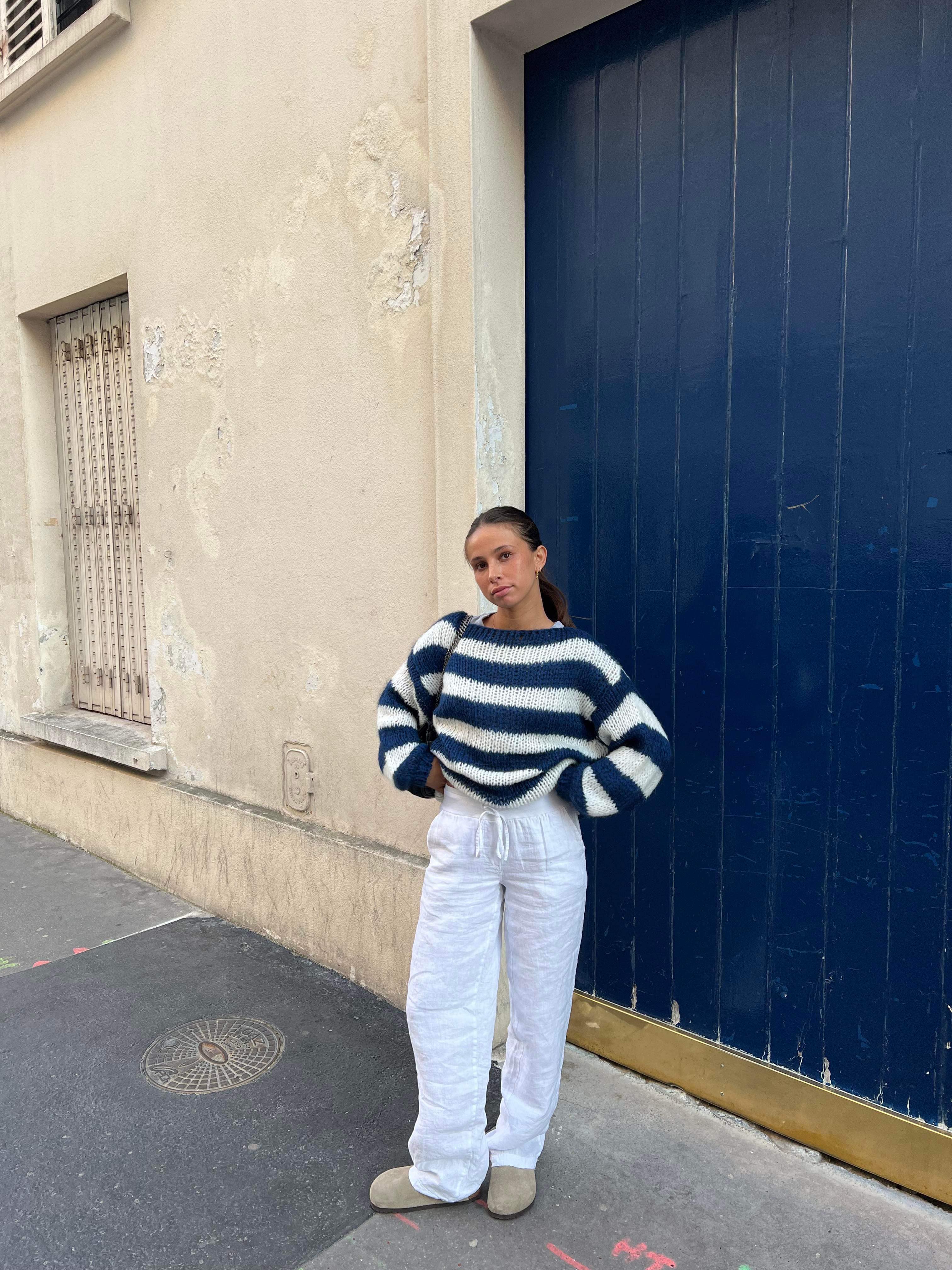 Cozy Striped Crewneck Knit Sweater