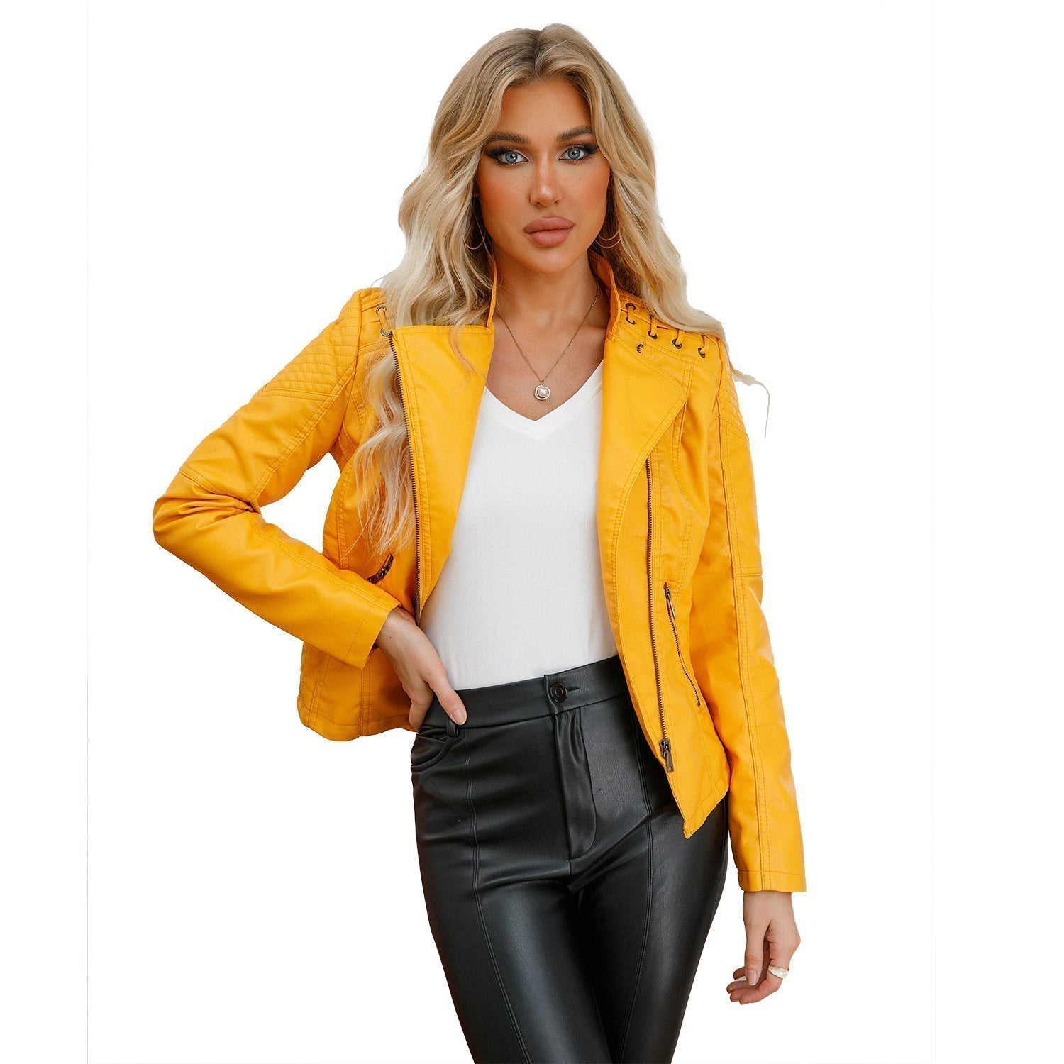 Women’s Faux Leather Moto Biker Jacket