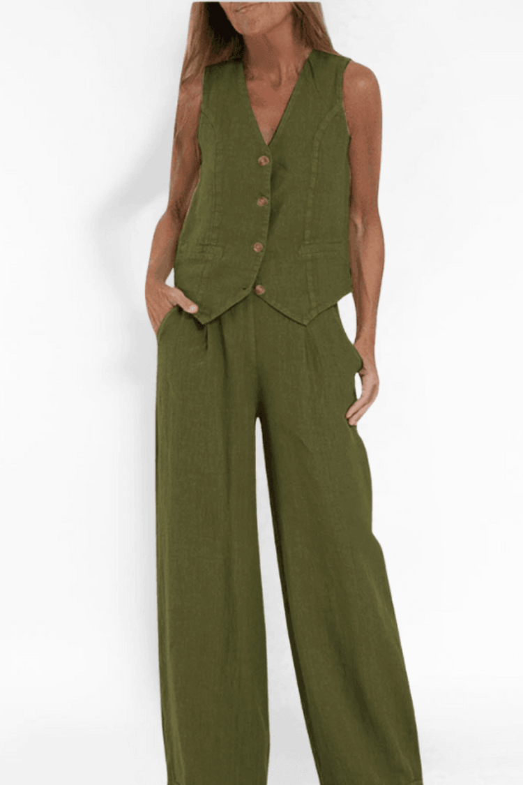 Chic Two-Piece Vest and Wide-Leg Pants Set for Effortless Style