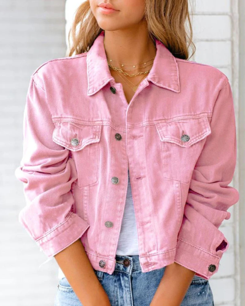 Women’s Casual Light-Wash Denim-Style Jacket