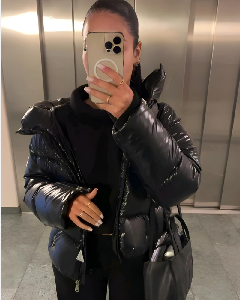 Glossy Hooded Short Puffer Jacket