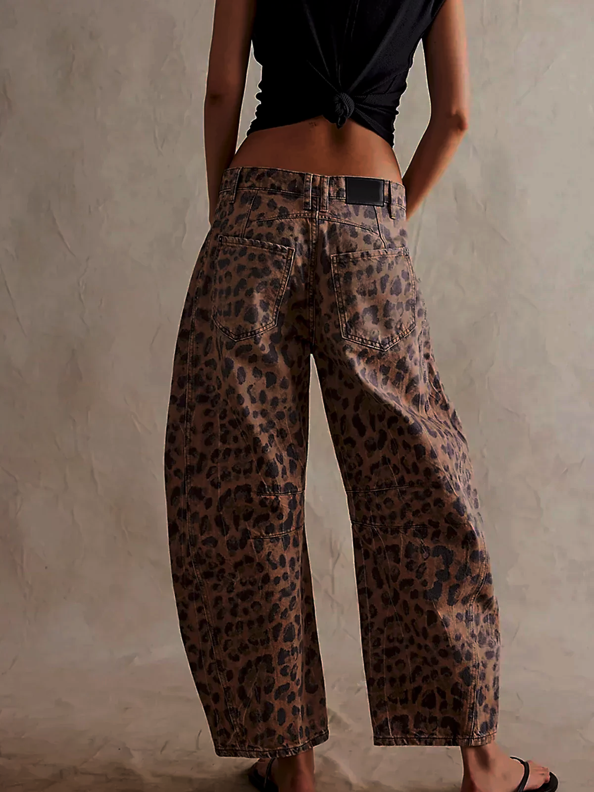High-Waisted Leopard Print Wide-Leg Pants