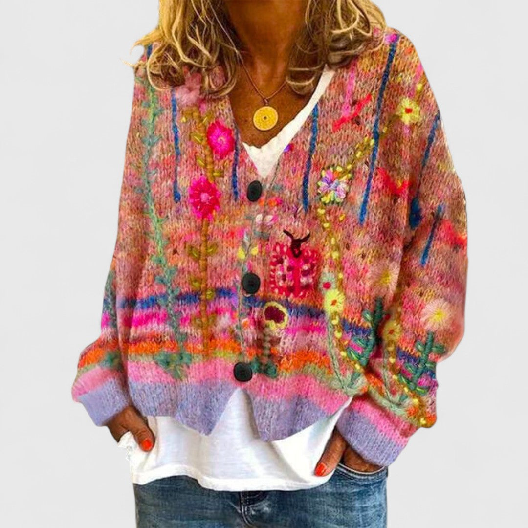 Floral Pattern Knit Cardigan for Soft Everyday Elegance