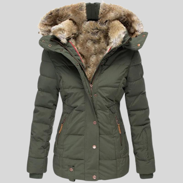 Faux Fur Hooded Puffer Coat for Warm Winter Wear