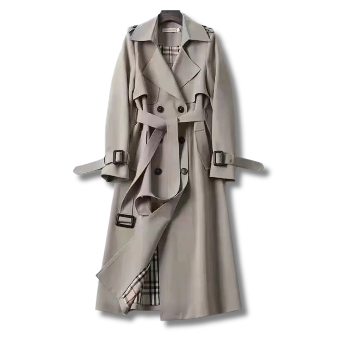 Women’s Long Belted Double-Breasted Trench Coat