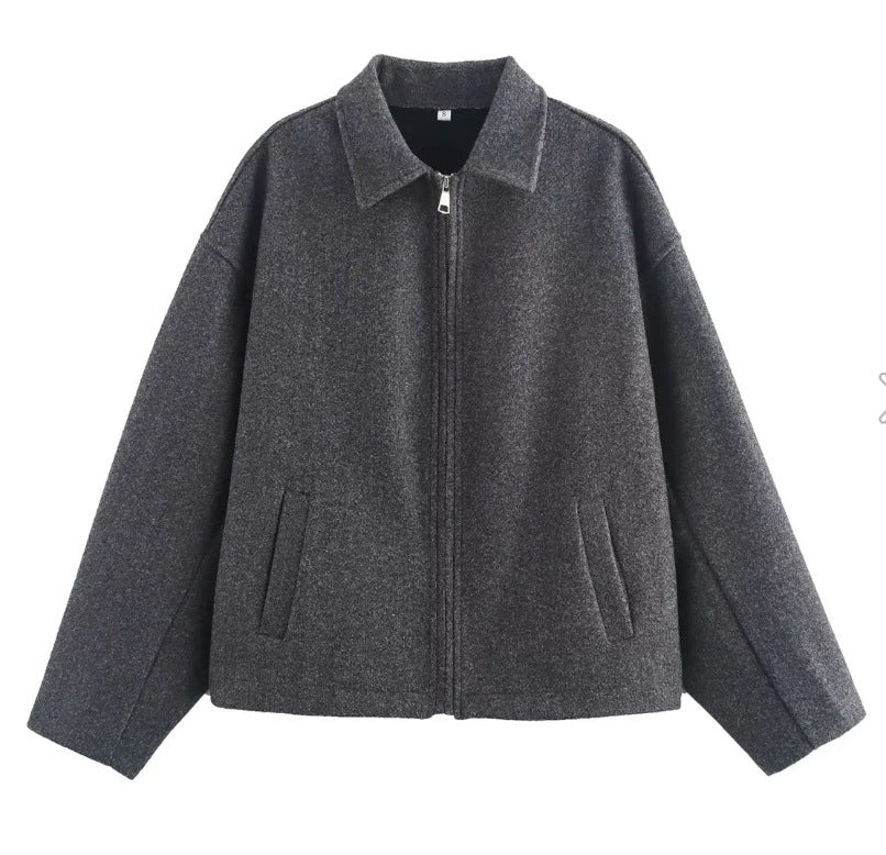 Wool Blend Cropped Jacket for Women