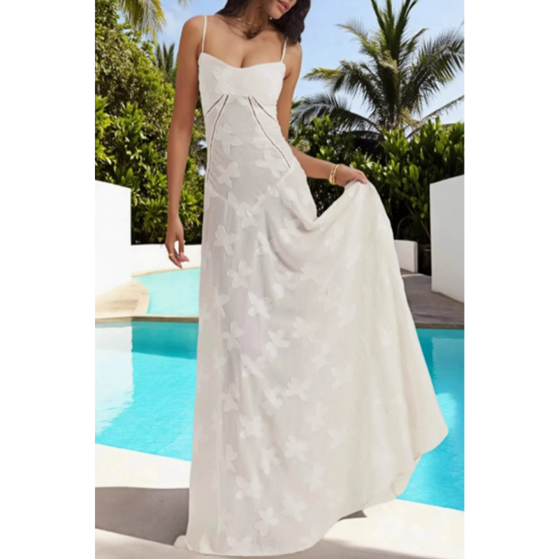 Elegant Satin A-Line Maxi Dress with Spaghetti Straps