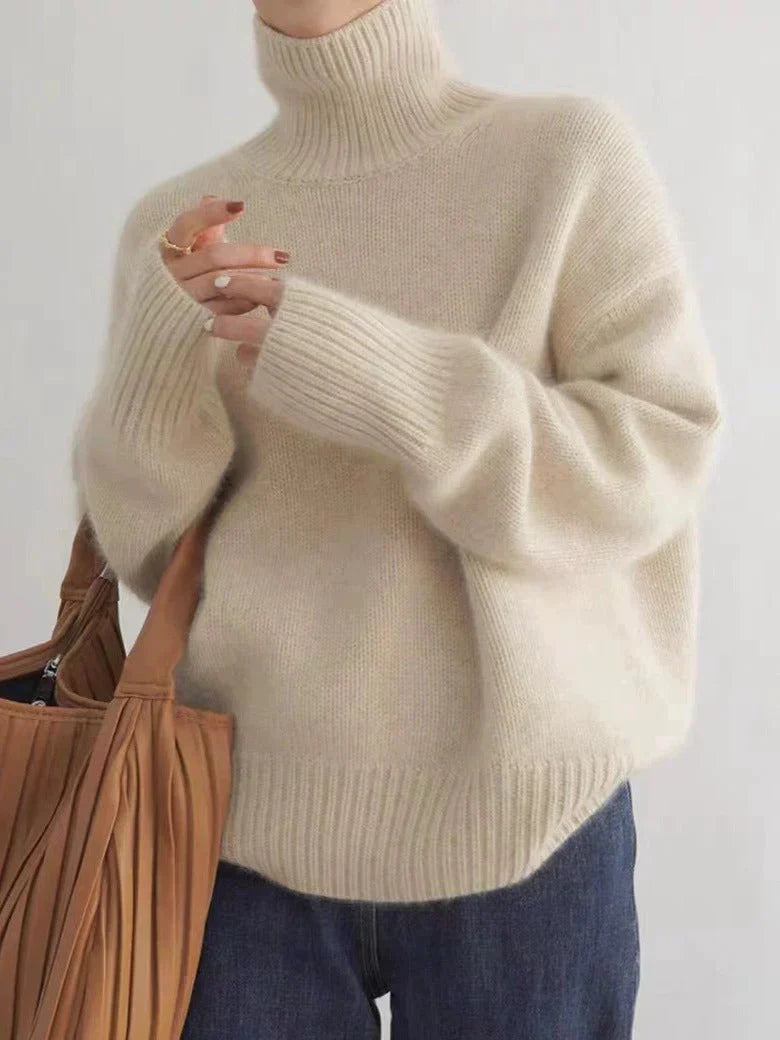 Soft Knit Turtleneck Sweater with Relaxed Silhouette
