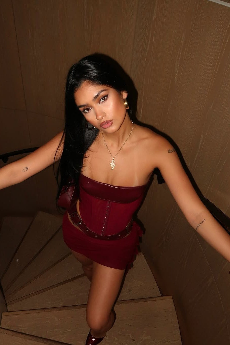 Leather Corset Mini Dress for Women