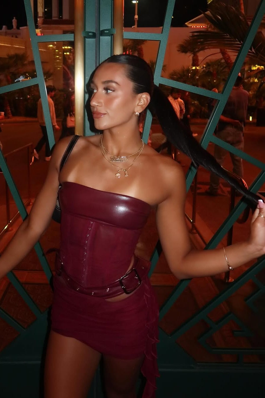 Leather Corset Mini Dress for Women