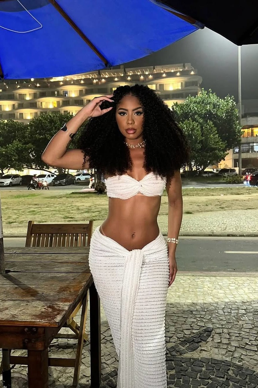 White Crochet Two-Piece Beach Set for Women