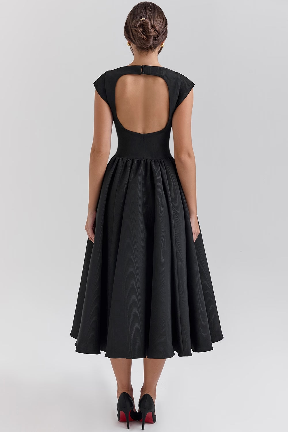 Sleeveless Open Back A Line Midi Dress for Elegant Occasions