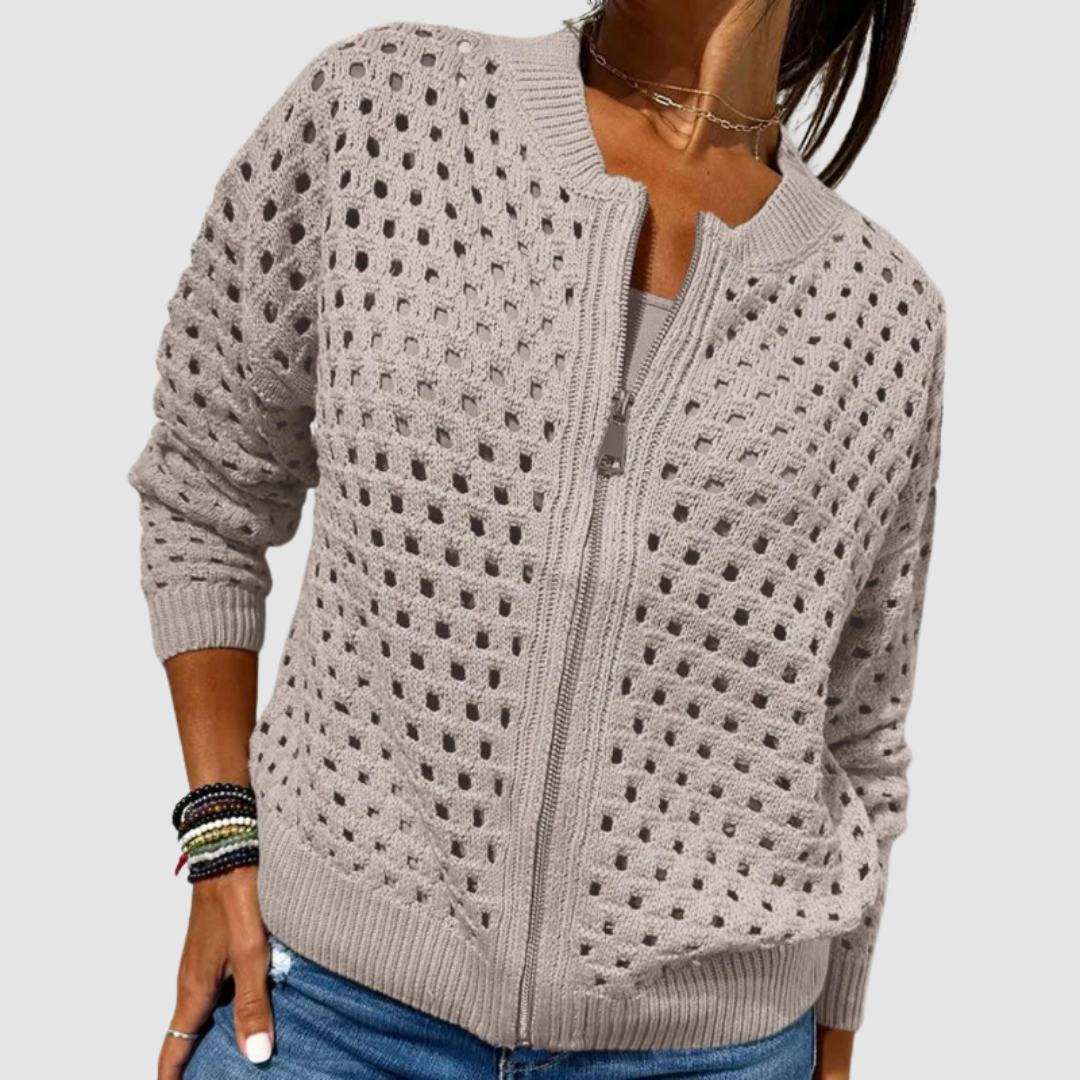 Zip Front Open Knit Cardigan for Lightweight Everyday Layering