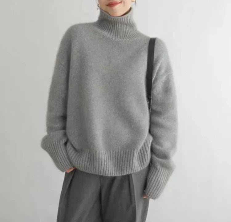 Soft Knit Turtleneck Sweater with Relaxed Silhouette