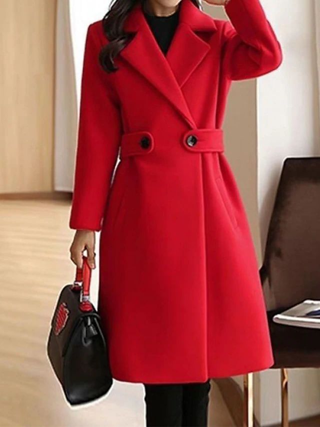 Elegant Double-Breasted Wool Blend Coat