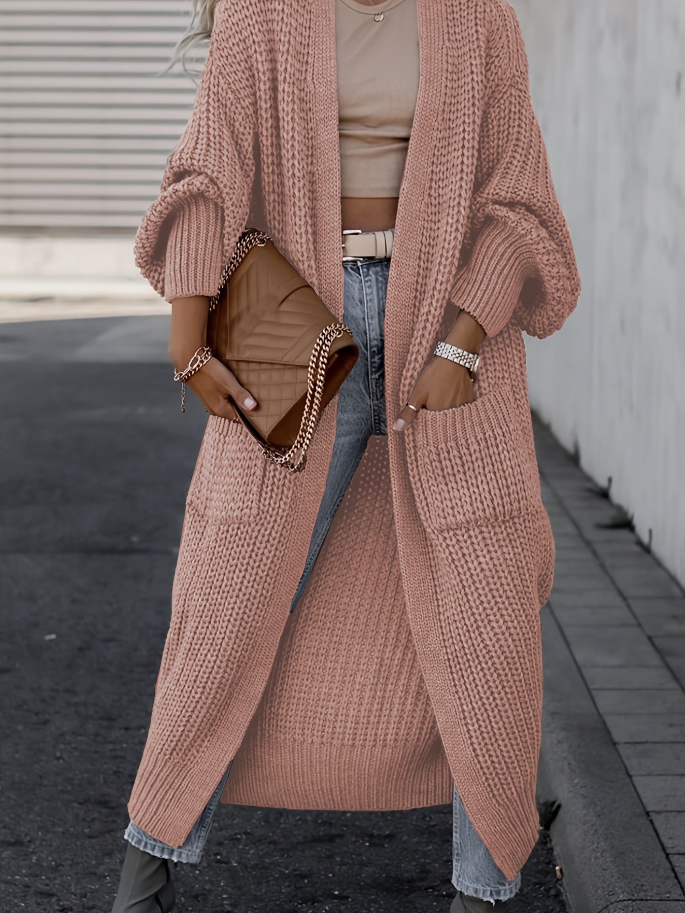 Chunky Knit Longline Open-Front Cardigan