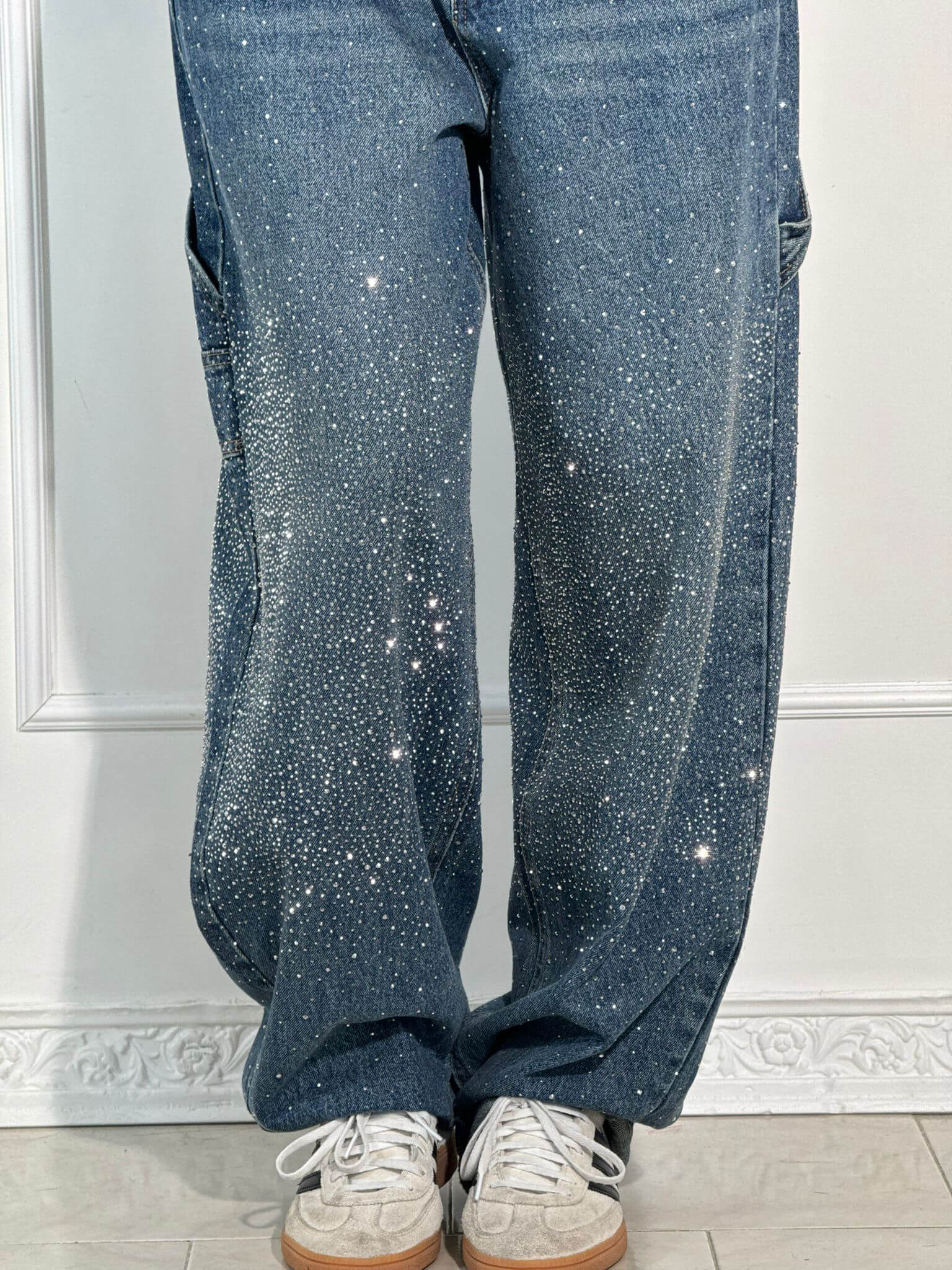 High-Waisted Relaxed Fit Paint-Splatter Jeans