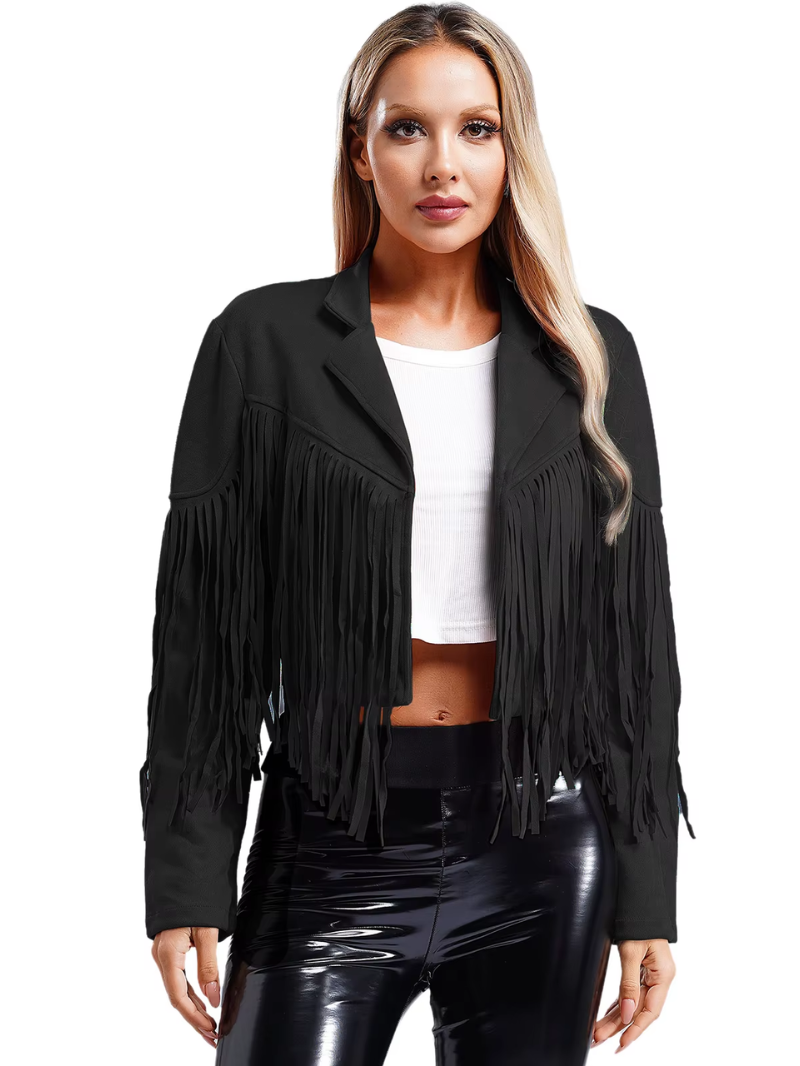 Suede Fringe Cropped Jacket