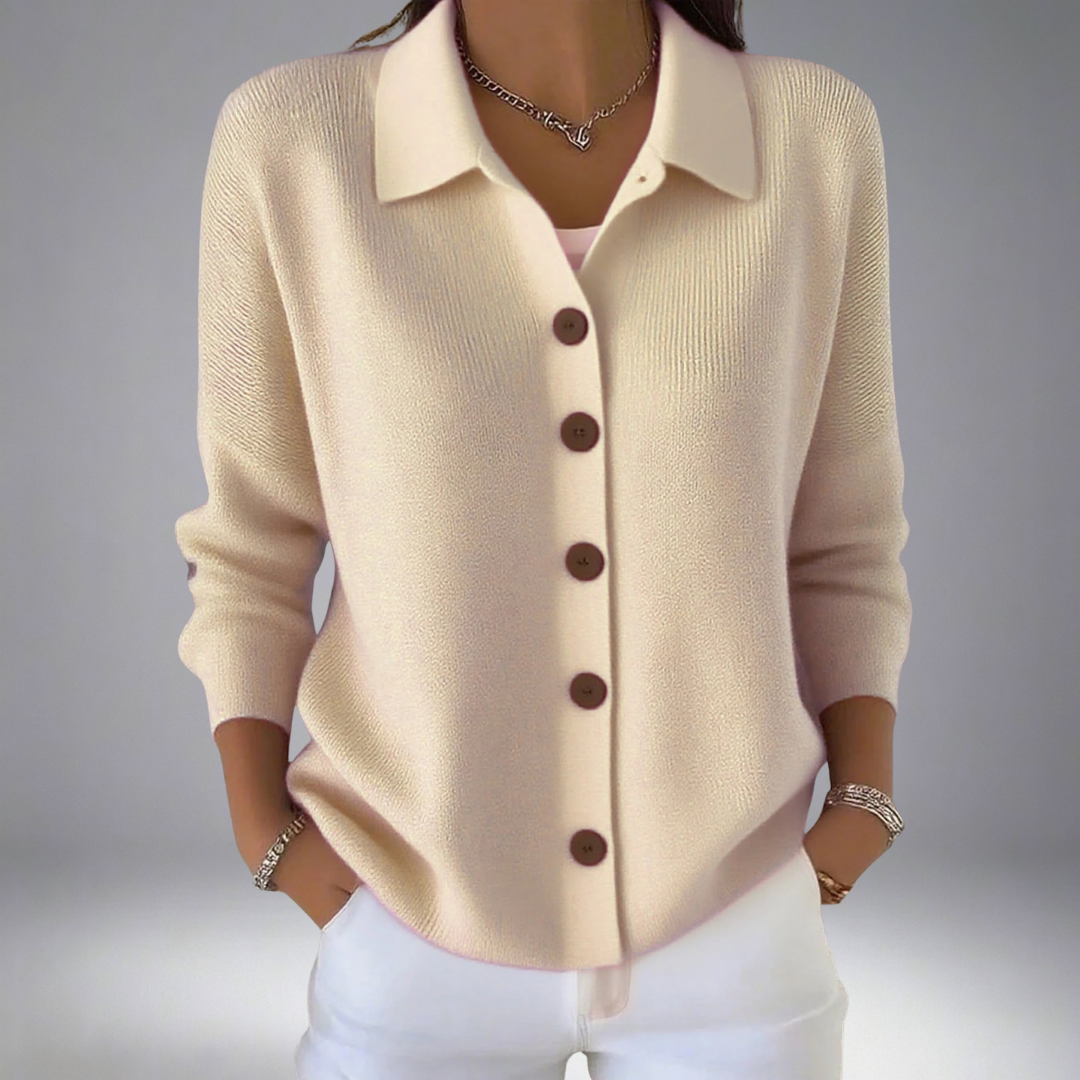 Button Front Collared Knit Cardigan for Polished Everyday Style